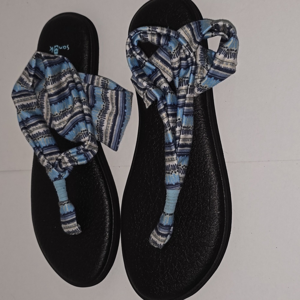 Sanuk Women's Yoga Sling 2 Print Vintage Sandal Blue Topaz Island Stripe Size 9 - Picture 6 of 16